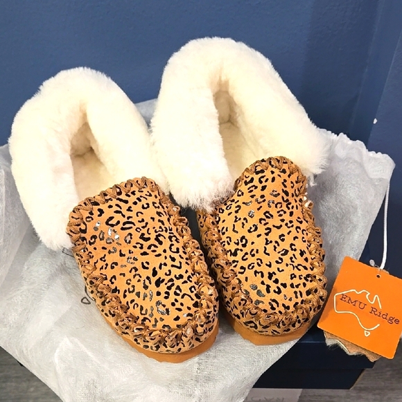 Women's Leopard Print Slippers EMU Ridge Australia - Picture 1 of 6